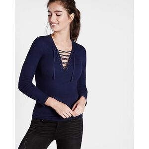 ✨HP 1-21-17✨Ribbed Long Sleeve Lace-Up Tee✨